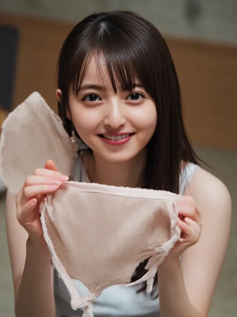 Smiling woman holding panties