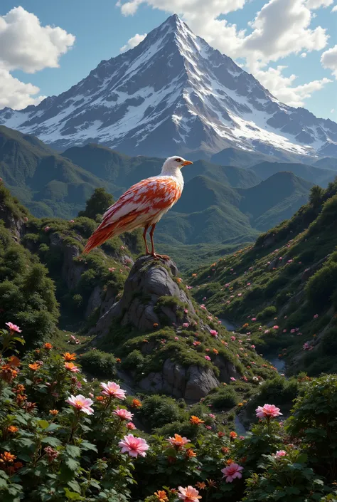 Image of a Bird on the Mountain, beautiful, in the rainforest , Masterpiece , best quality, 8 k, wallpaper,