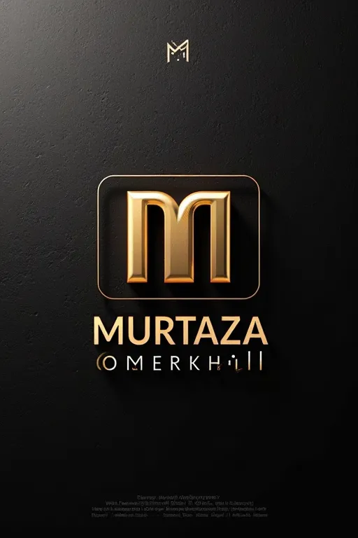 “A sleek, modern logo with a golden, metallic finish on a dark textured background. The logo consists of a stylized combination of the letters ‘M’ and ‘O’ within a deferent frame. Below the logo, the text ‘MURTAZA OMERKHILL’ is displayed in bold, capitaliz...