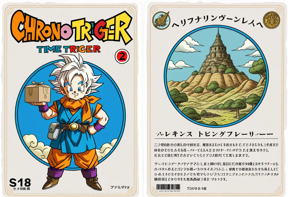 Package illustration of "Chrono Trigger". (Illustration by Akira Toriyama). time-machine,