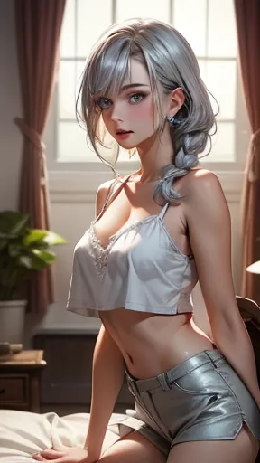 ((random sexy pose)), ( elegant adult woman), ((Super Detail)), (very aesthetic, best quality, Super Detail), complex details, 1 girl who died,  Silver Hair, blue inner hair ,braided hair, ((( silver eyes))),((detail eyes)), ((beautiful eyes)), (( perfect ...