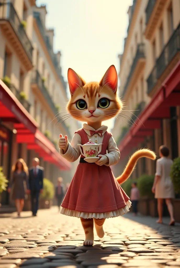 I want a cat that serves tea in the streets of Paris 