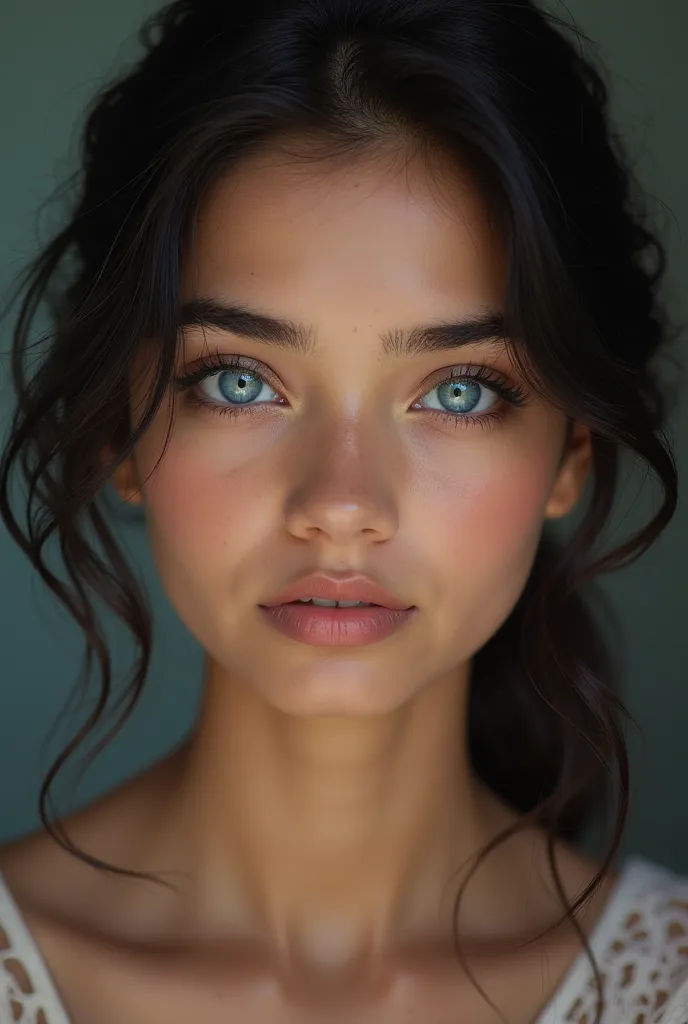 girl age 18 looks like pakistani with blue eyes