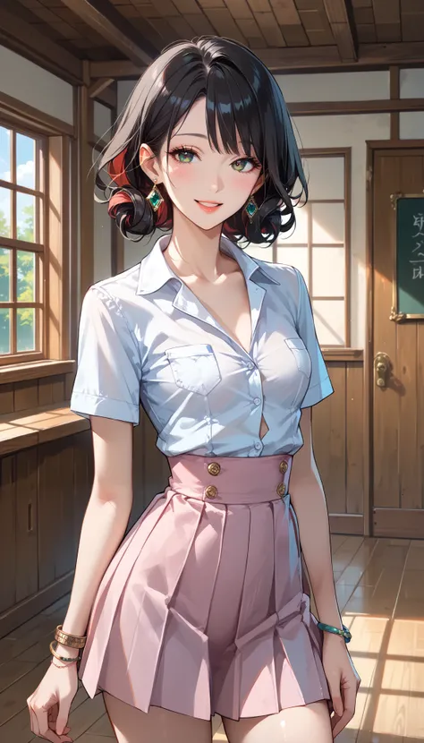 score_9, score_8_up, score_7_up, source_anime,masterpiece,best quality,beautiful detailed eyes, beautifully detailed lips, extremely detailed eyes and face, long breasts, 1 female, 45 years old ,mature woman,smile , school uniform,Hide and take off your ...