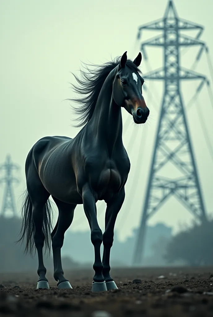 Horse with the pylon out