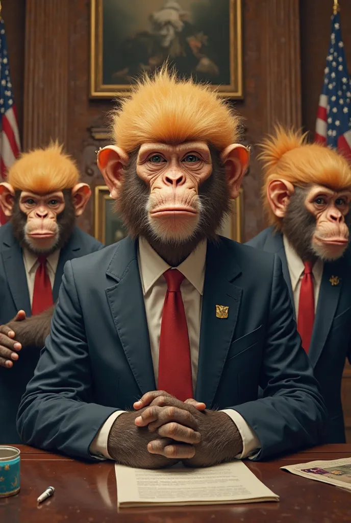 Monkeys taking over the government with Donald Trump's hair