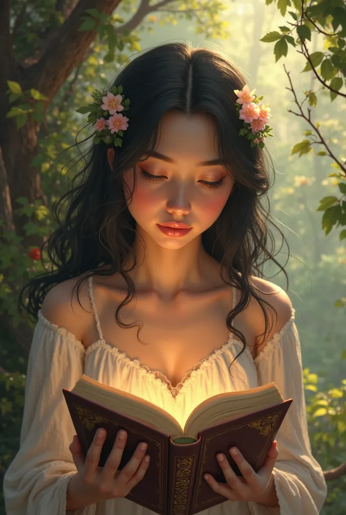 Snow White reading a book