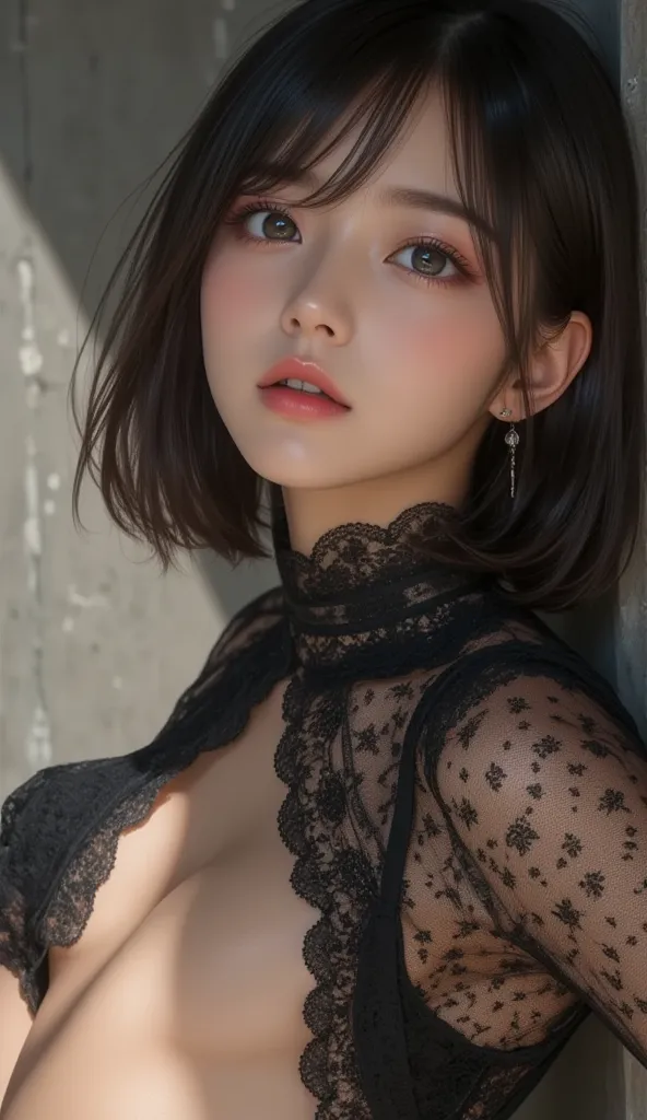 8k,Ultra High Resolution , top quality, masterpiece,rule of thirds,golden ratio,surreal, photos, One Woman,( girls:1.3),cute,cute顔, Beautiful Eyes in Every Detail , 細かくdetails,mature woman,princess,upper body, black hair,Unbalanced Bob,ID photo, luxurious ...