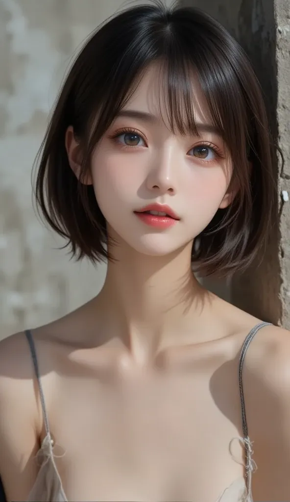 8k,Ultra High Resolution , top quality, masterpiece,rule of thirds,golden ratio,surreal, photos, One Woman,( girls:1.3),cute,cute顔, Beautiful Eyes in Every Detail , 細かくdetails,mature woman,princess,upper body, black hair,Unbalanced Bob,ID photo, luxurious ...