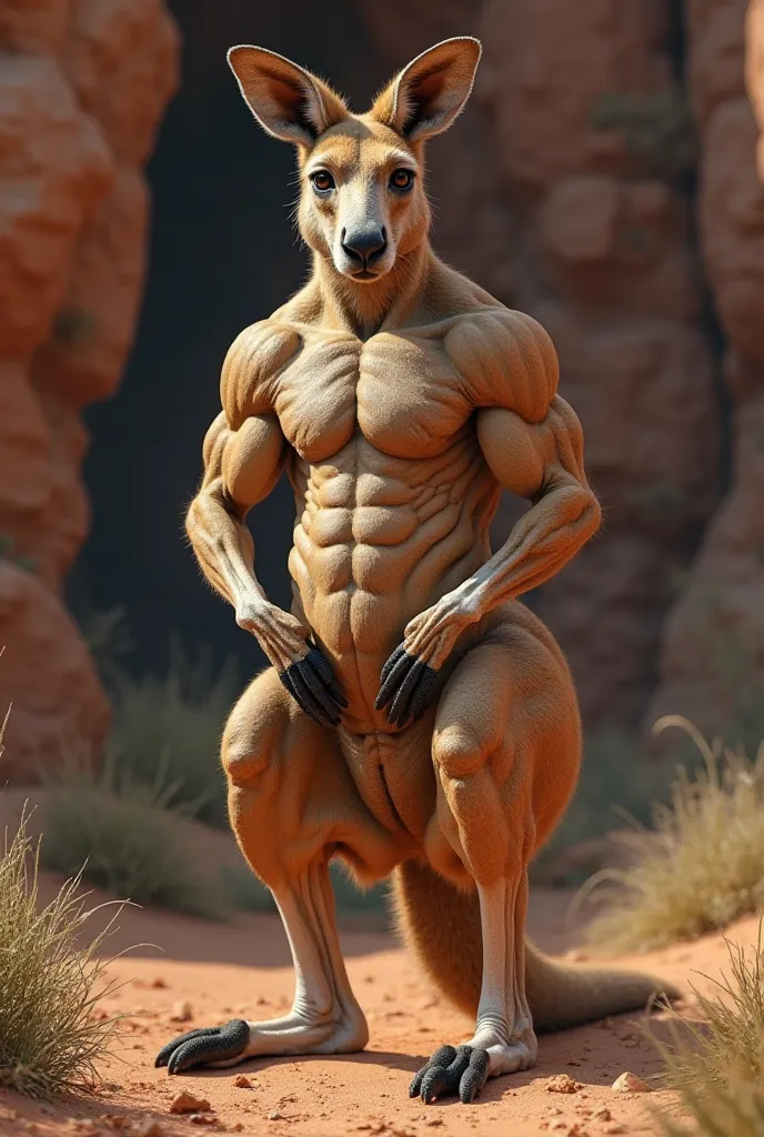 Give a multi-muscled bit kangaroo