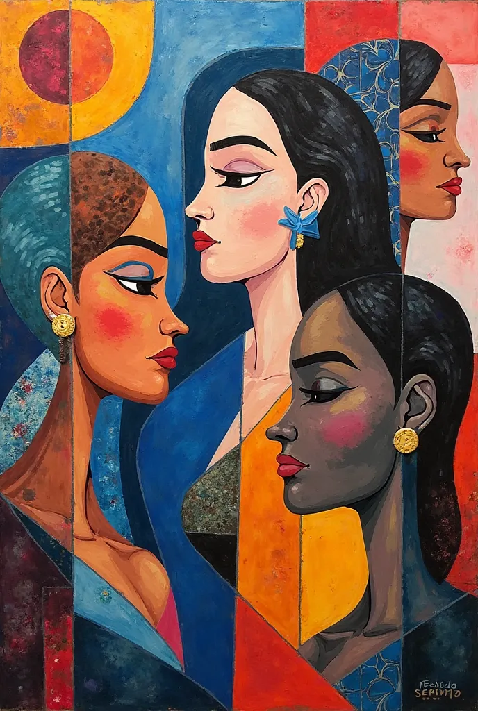 painting themed women' month in cubism form