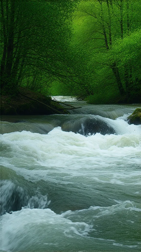 River with fast flowing water in the forest 