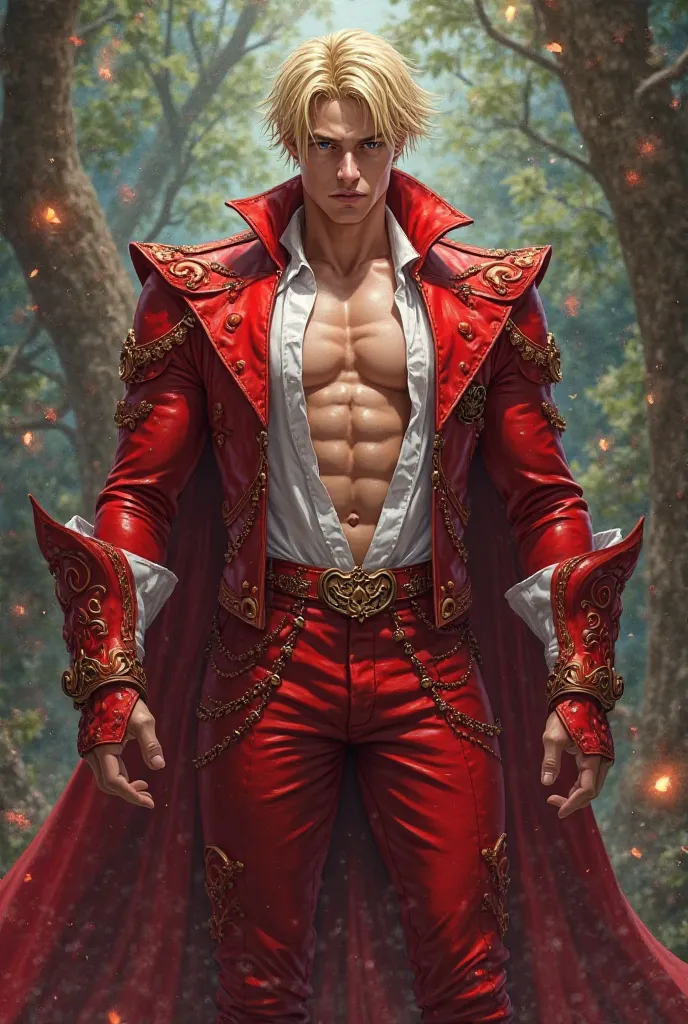 Anime Man Blonde German Genes, large, dominant. Alice in Wonderland Red Ace Costume Sexy Guard