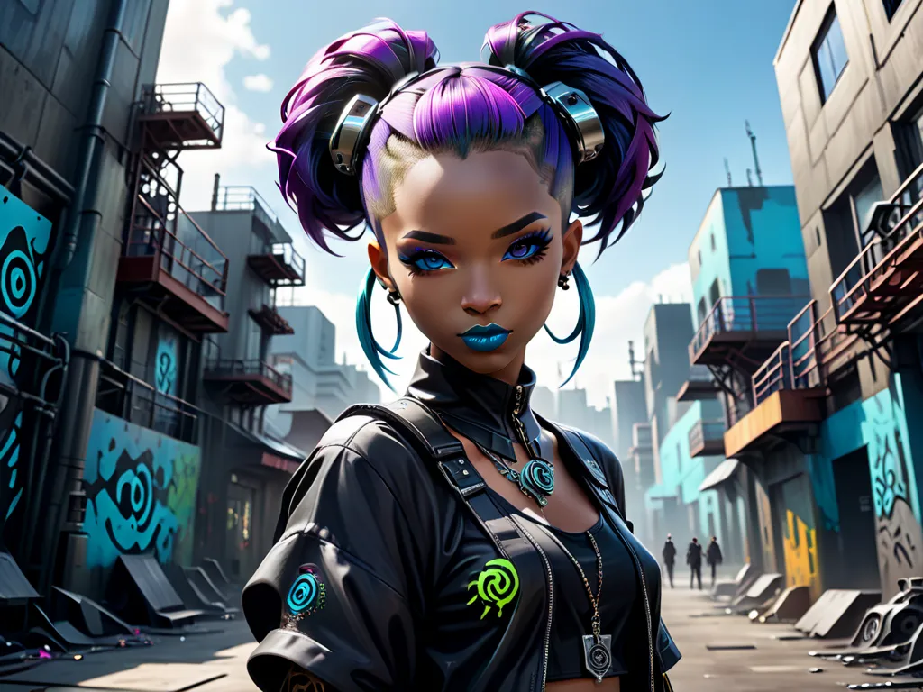 ((ultra wide angle x0.5:1.5, bottom camera view, Pin on Cybergoth:1.5)), ((selfie:1.4, young Pin  African women with short black hair  on Cybergoth, wearing Pin on Cybergoth clothing, various vibrant colors and embellishments: 1.3, dynamic pose)),((industr...