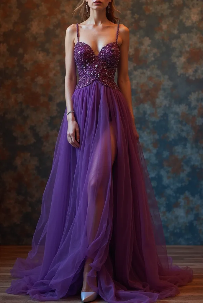 CREATE A COCKTAIL GOWN FOR ME, I DON’T WANT TO EXPOSED MY ARMPIT AND ARMS BUT I DON’T WANT LONG SLEEVE, MAKE IT CONSERVATIVE BUT I WANT MY CHEAT TO BE EXPOSED A LITTLE BIT, A PURPLE/RED/BLUE COCKTAIL GOWN