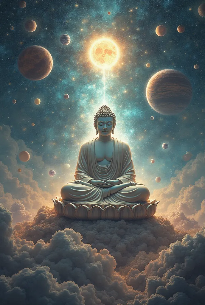 Buddha flies in a multi-planetary space 