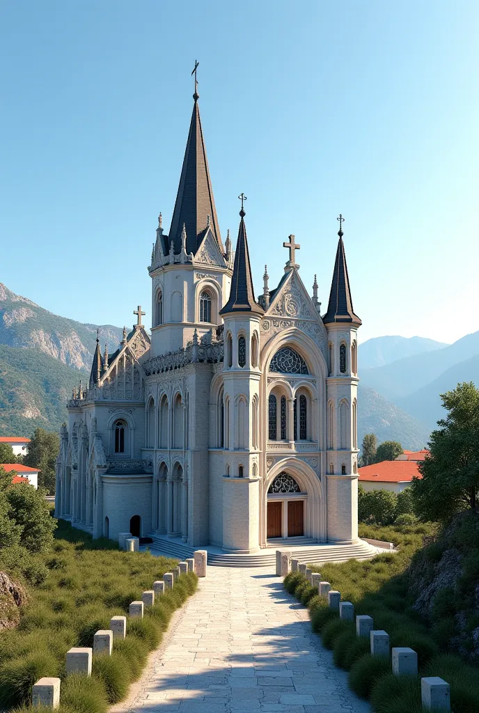 Create a 3D digital background of the Sinj Basilica.

