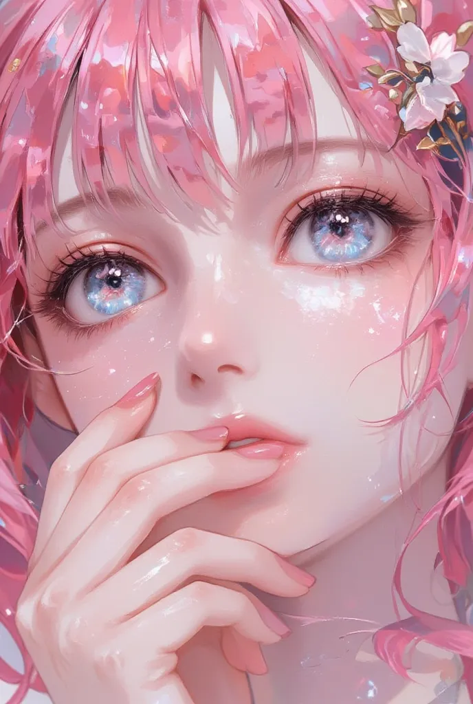 (EyesHD:1.2), masterpiece, best quality, ultra-detailed, very aesthetic, sharp focus, depth of field, vibrant colors, ray tracing, best lighting, detailed illustration, detailed background, cinematic, beautiful face,beautiful eyes,

1girl,(((pink short hai...