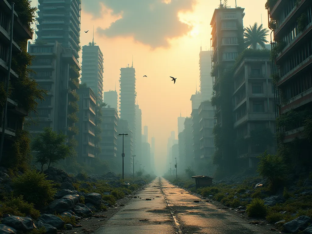 import openai

# Configuração da API (substitua pela sua chave, se necessário)
openai.api_key = "SUA_CHAVE_API_AQUI"

# Descrição detalhada para a IA criar a imagem
prompt = (
    "A deserted futuristic city, overgrown with vegetation. "
    "Skyscrapers c...