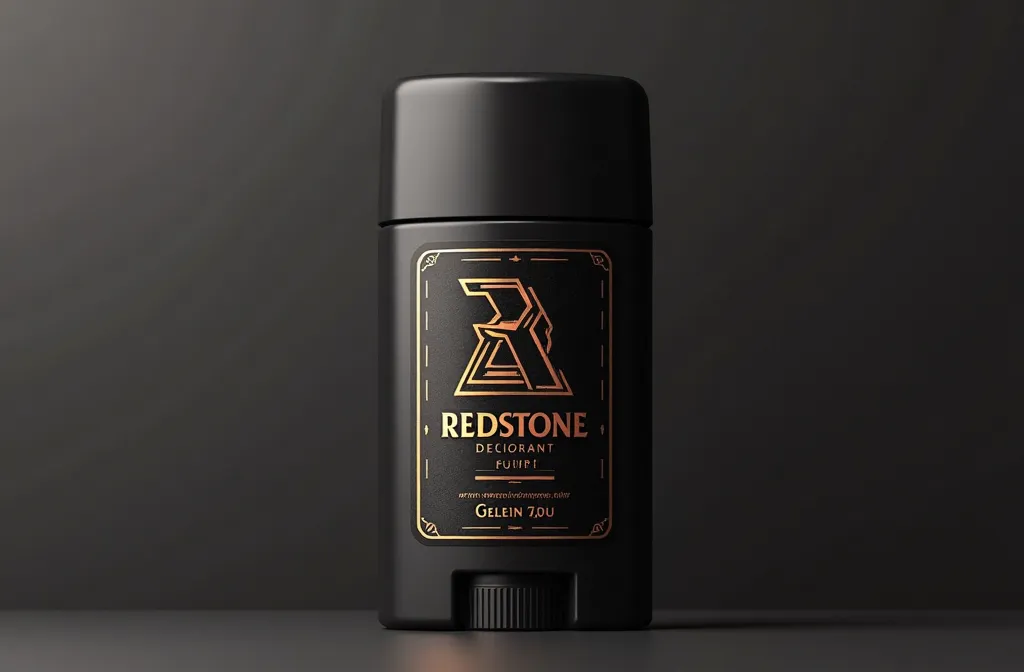 CREATE A DEODRANT BOTTLE LABLE, BRAND NAME REDT STONE