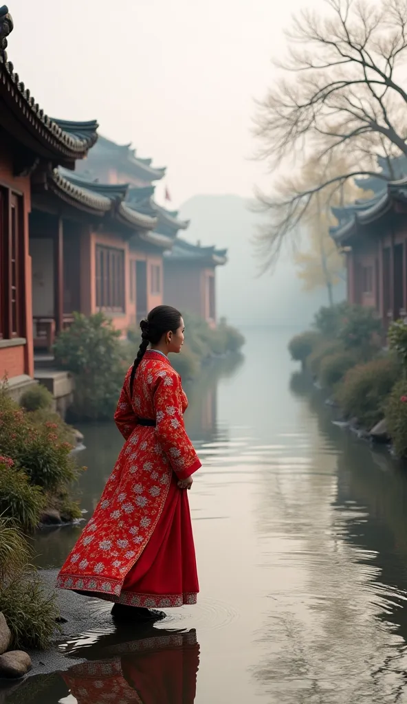 Phoenix，An ancient city on the banks of the Tu River。 In Hunan Province, China，There is a wide river，Make the city look warm and lively，Men usually wear high-collared shirts and trousers。 is lined deep by a river。  in the morning，A thin layer of mist wafts...