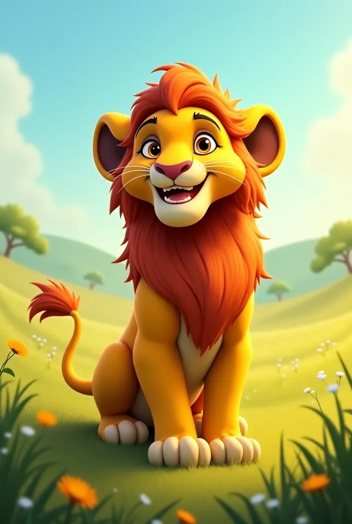 Young lion happy 