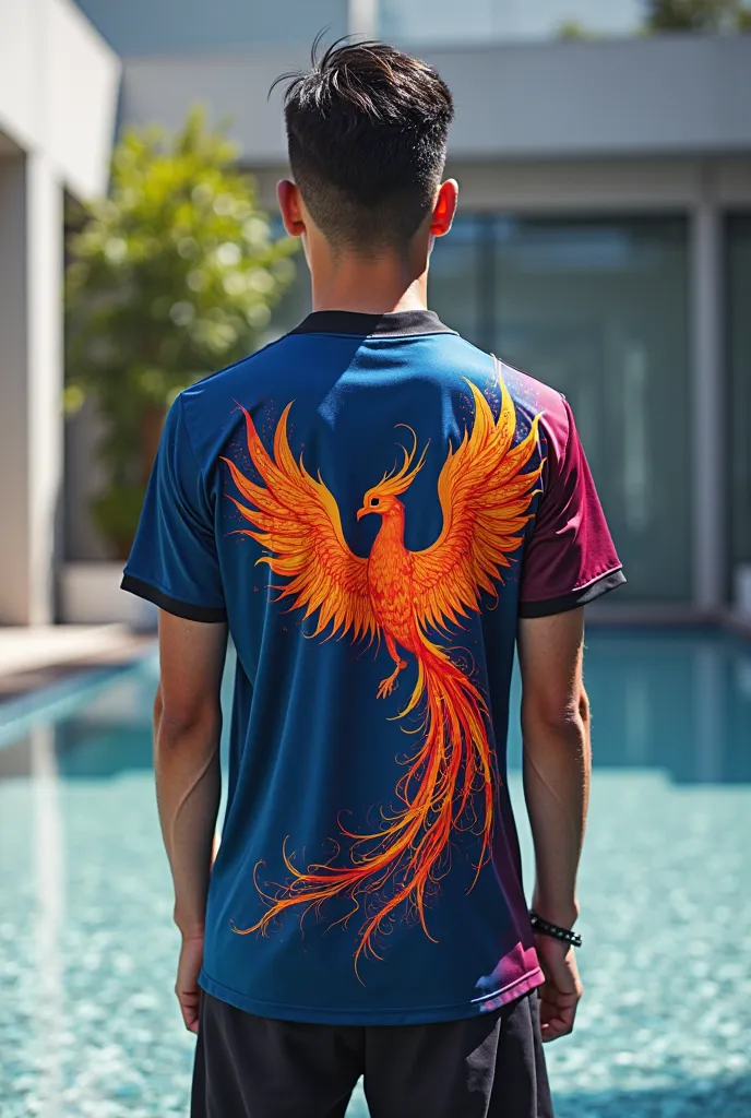  blue  aesthetic jersey with a phoenix design