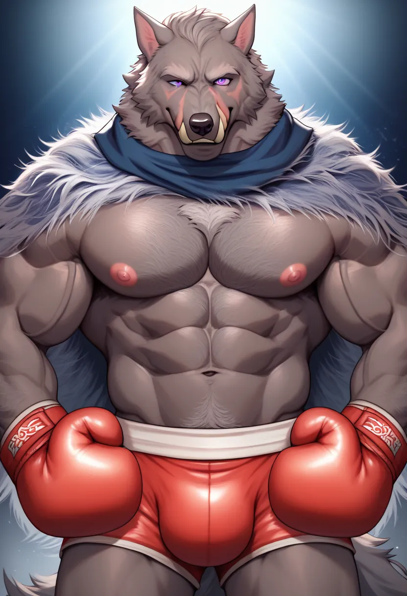 blaidd ( Elden Ring) ,Werewolf,male,Uncle,Adults, alone,4K, best quality,Show muscles, furry body,Upper Exposed , Naked Chest ,Hairy chest, Furry tail ,Chest muscles,Pink nipples,  , Biceps,  are anatomically correct, Fine fur ,pride, soft shadows , majest...