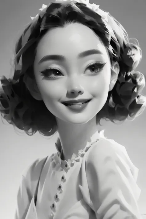 A face as delicate as Vivian Lee, vintage Hollywood glamour, soft curls, iconic red lips, glowing skin, wearing a classic white dress, seductive smile, cinematic lighting, ultra-realistic, 4K resolution, high detail, white background, portrait style