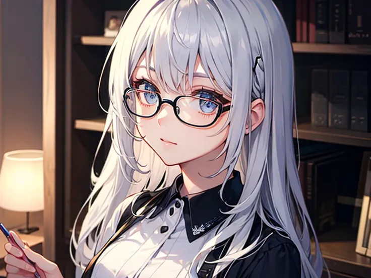  Silver Hair、glasses