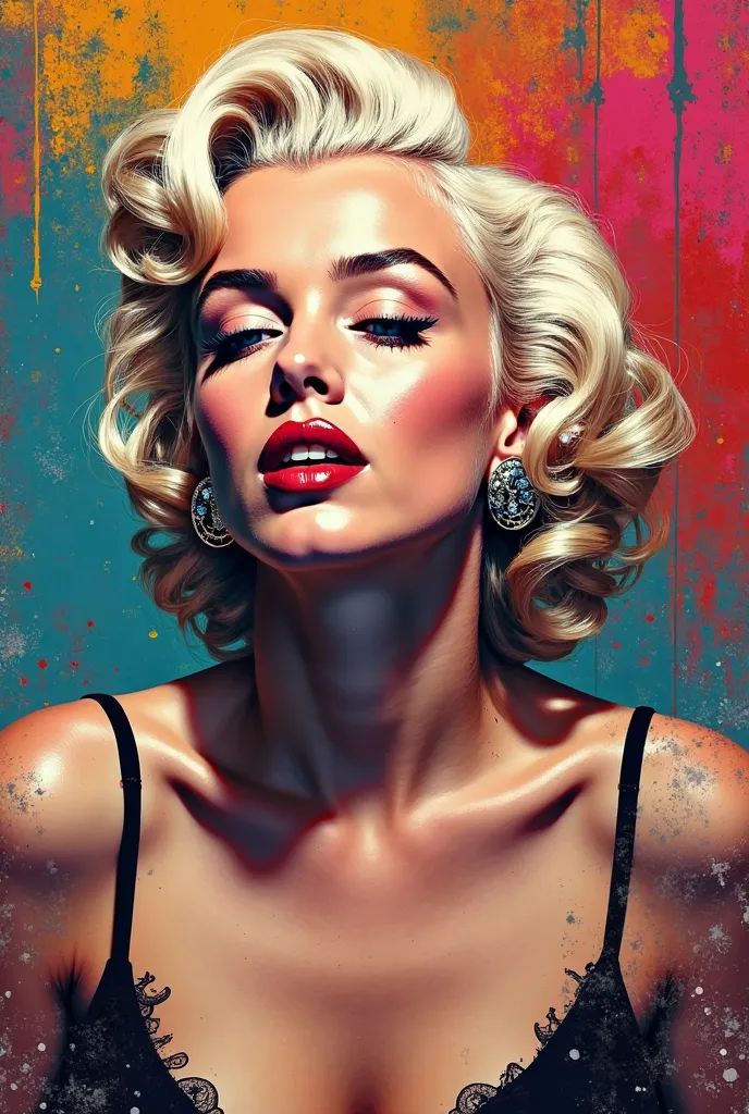 Maryline Monroe pop art listening to music 