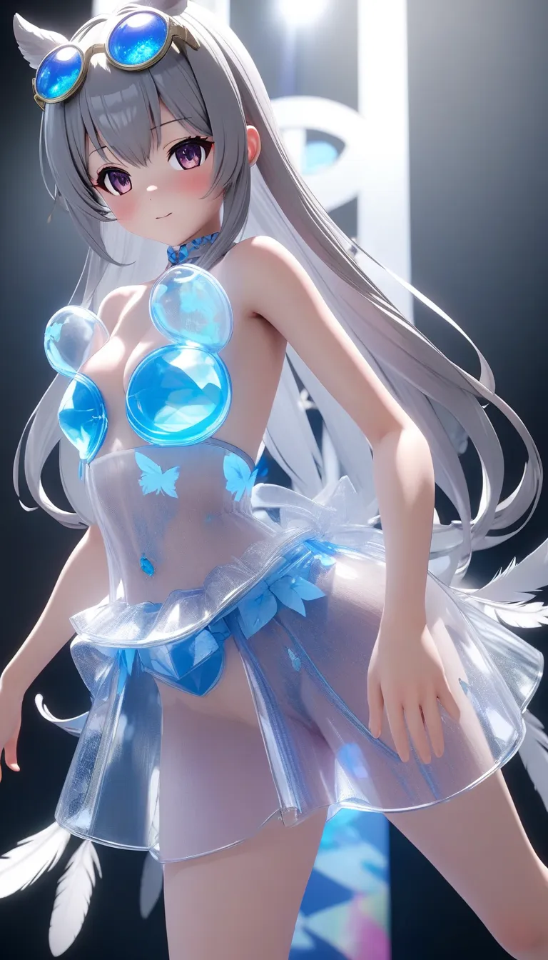 naked、naked体、 nudes、 Sorazaki Hina。Sorasaki Hina。 Sorazaki Hina (Sorasaki Hina)はblue archiveのキャラクター。　blue archive。Gray Hairをlong hair。feathers on the waist 、。 virtual animal beast idol。\  character "  atlus"\, alone, ((   Transparency ３d,   transmission tr...