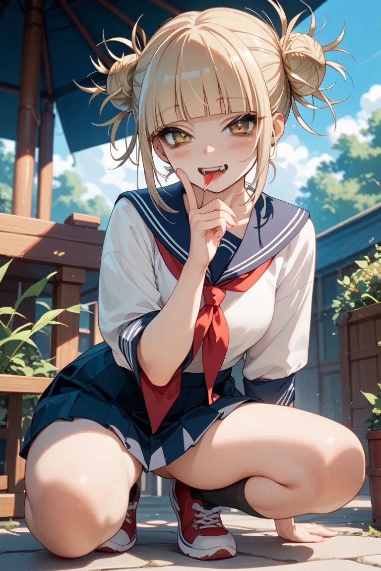 Toga Himiko、sexy、illustration for both eyes、 nudes、crouches