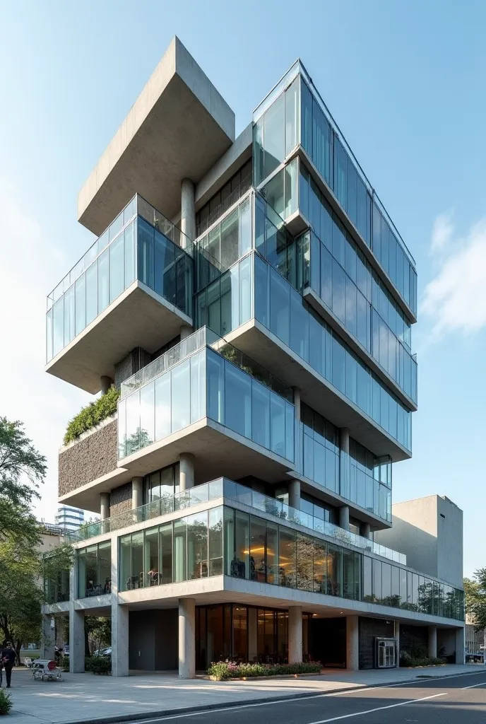 The hotel stands as a bold statement against modern architecture. The structure appears as if it’s been deconstructed and reassembled in a way that challenges the viewer’s perception of balance and stability. Glass panels reflect the sky, while steel beams...