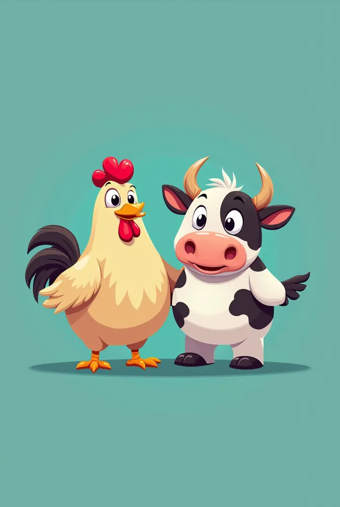 Create a business logo that says "Don Martin Butcher's Shop" with a chicken and cow that is animated with a medium-dark turquoise background that has no letters in English 