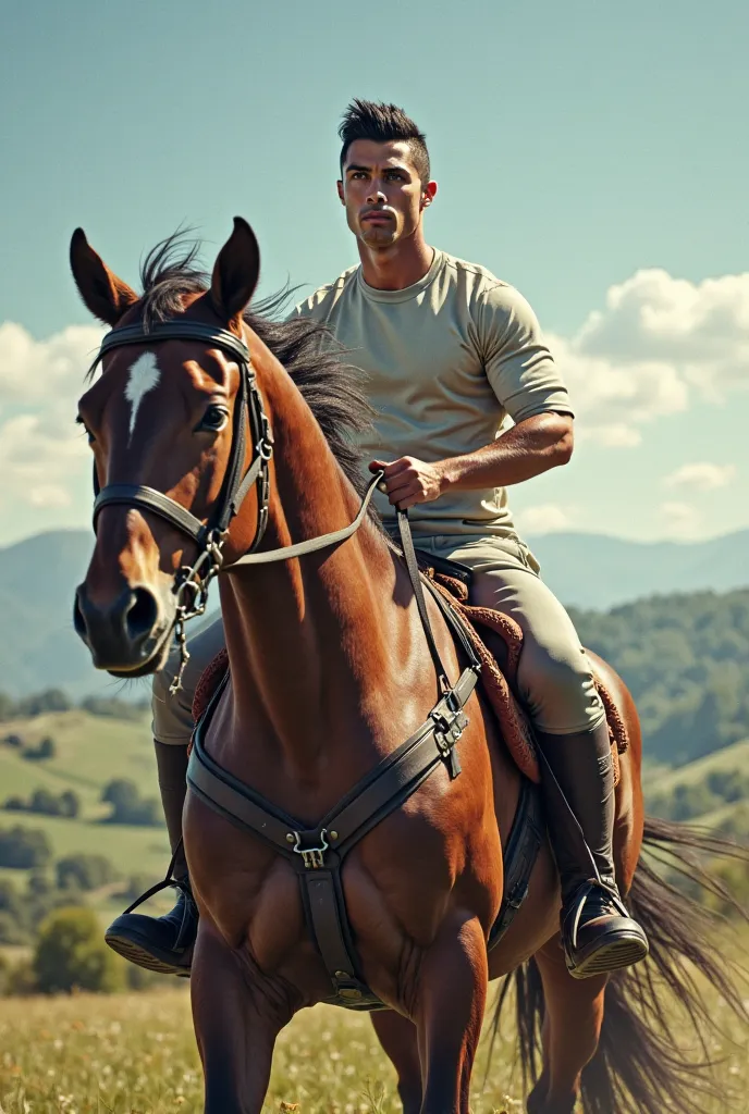 Ronaldo is riding horse