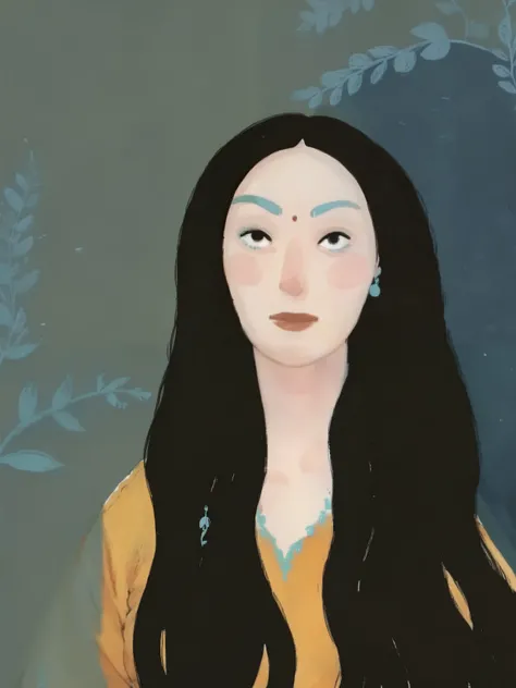 score_9, score_8_up, score_7_up, score_6_up, score_5_up, score_4_up, 1_woman, brow hair, long_hair, wearing a vibrant long peasant medieval dress, detailed clothing, sketches, detailed thick gouache painting, illustration, in gougoupaintleaves style:1.5,