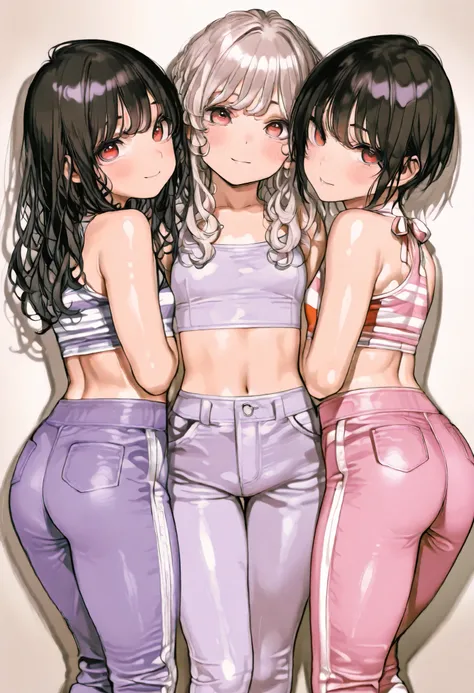 ( Super Flats , flat shading, flat-colors:1.1)、( magazine cover )、illustration、( boyish Asian girl )、(cute little:1.2)、 とても美しい漫画のgirl、素晴らしいsmile、my cheeks turn red、( High Detail Skin : 1.2)、フォトリアルなアニメのgirlレンダリング、(multi-girls)、illustration、((On、small、flat c...