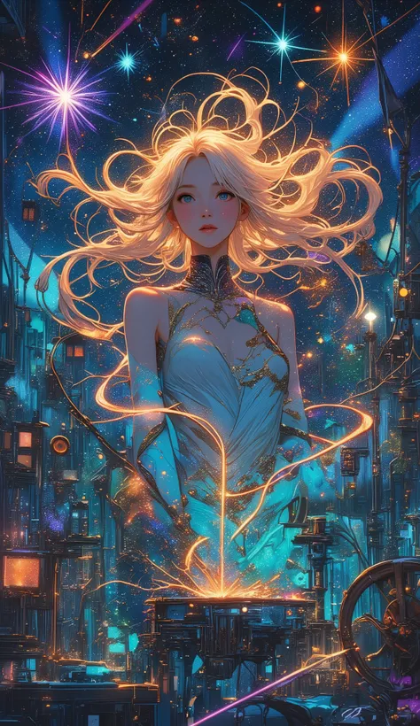 Tapestry, Beautiful Shine Like a Rainbow , Mythical, The atmosphere is like that of Diego Velazquez's Painting of Arachne, Painting, kaleidoscope, nature, biotechnology , center, Journey, Kai-Knight , the sound of water, Monuments, Viridian Blue illust...