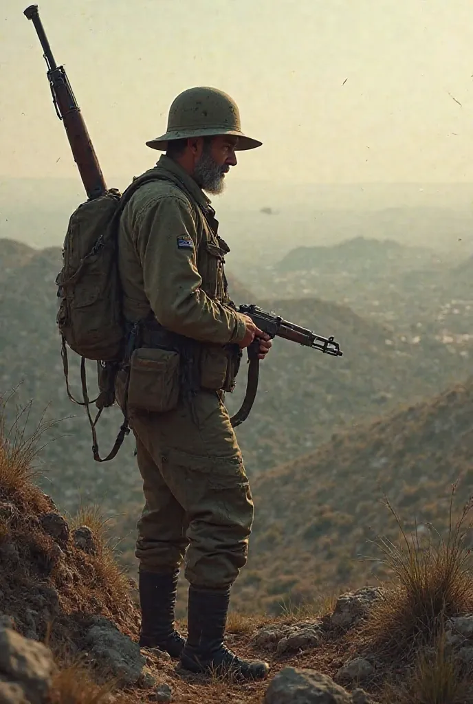 Catalan soldier of the Spanish Civil War defending a hill from Franco's forces 