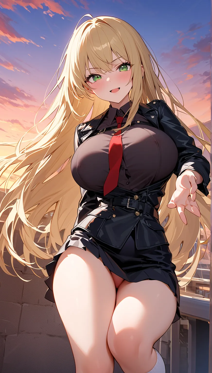 (masterpiece, top quality:1.5), (nsfw:1.2),   handsome face  , reliable leader     , chairman, kind expression, beautiful girl:1.2, alone:1.3, ( blond hair:1.2), (long hair:1.2),       straight hair      , ( :1.2),  long hair, Big Breasts, thick butt, is t...