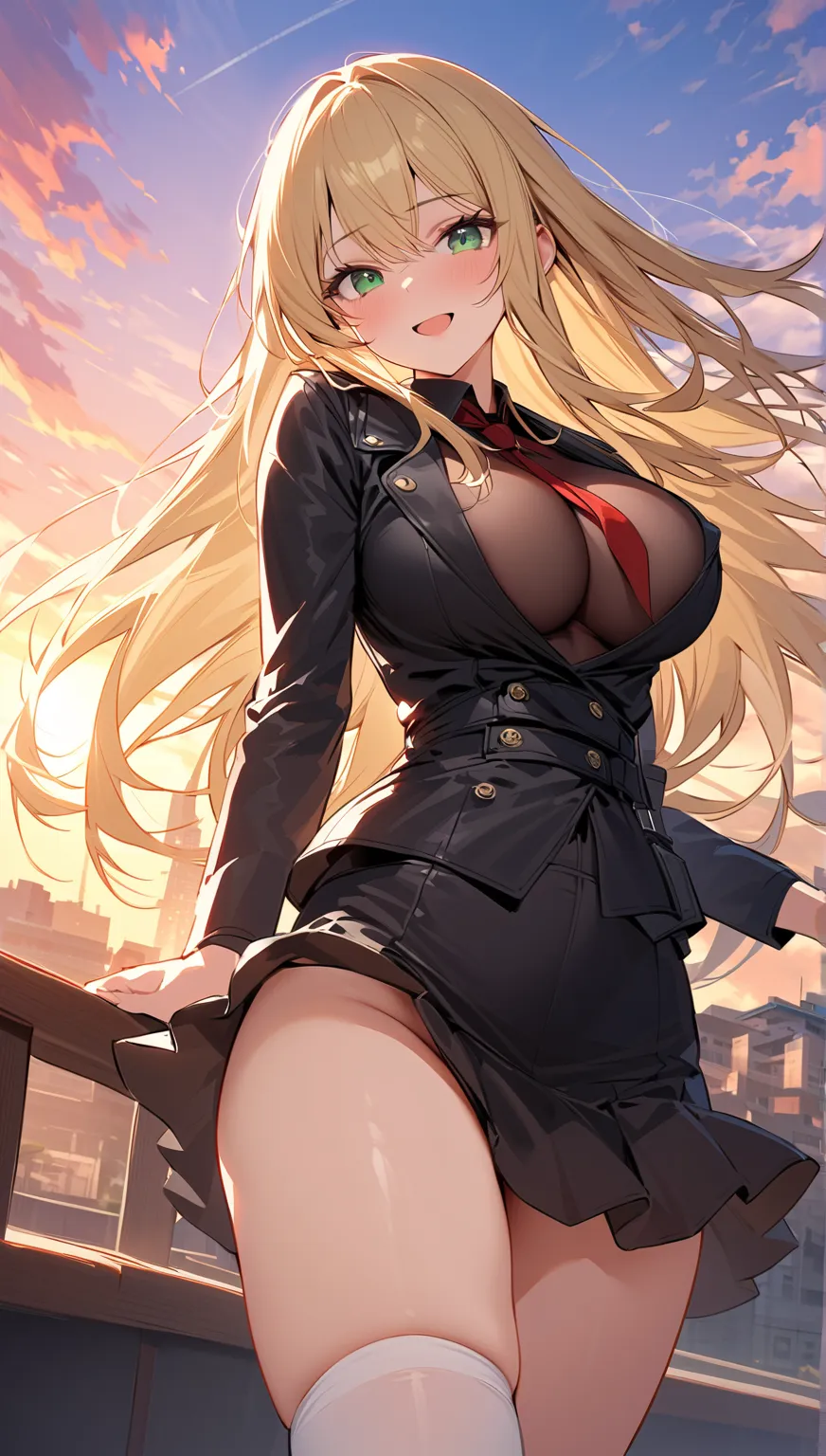 (masterpiece, top quality:1.5), (nsfw:1.2),   handsome face  , reliable leader     , chairman, kind expression, beautiful girl:1.2, alone:1.3, ( blond hair:1.2), (long hair:1.2),       straight hair      , ( :1.2),  long hair, Big Breasts, thick butt, is t...