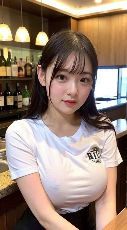 Big Breasts,girls bar clerk、t-shirt、Minisuka