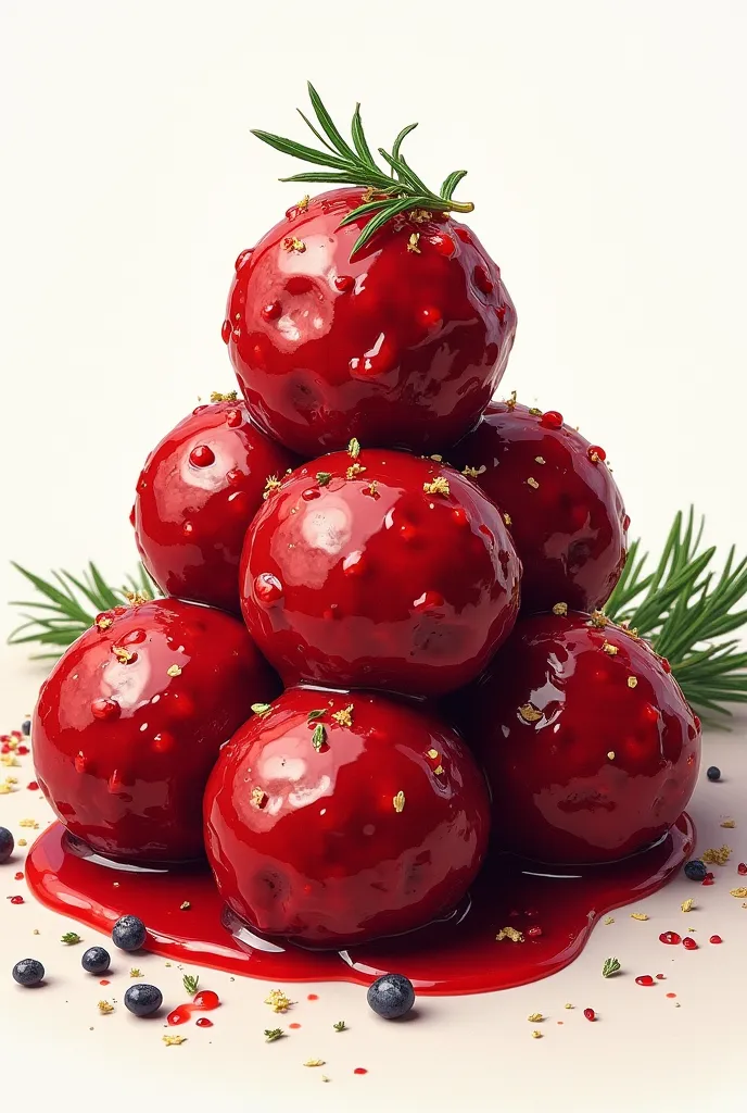 Cranberry sauce meatball food art drawing