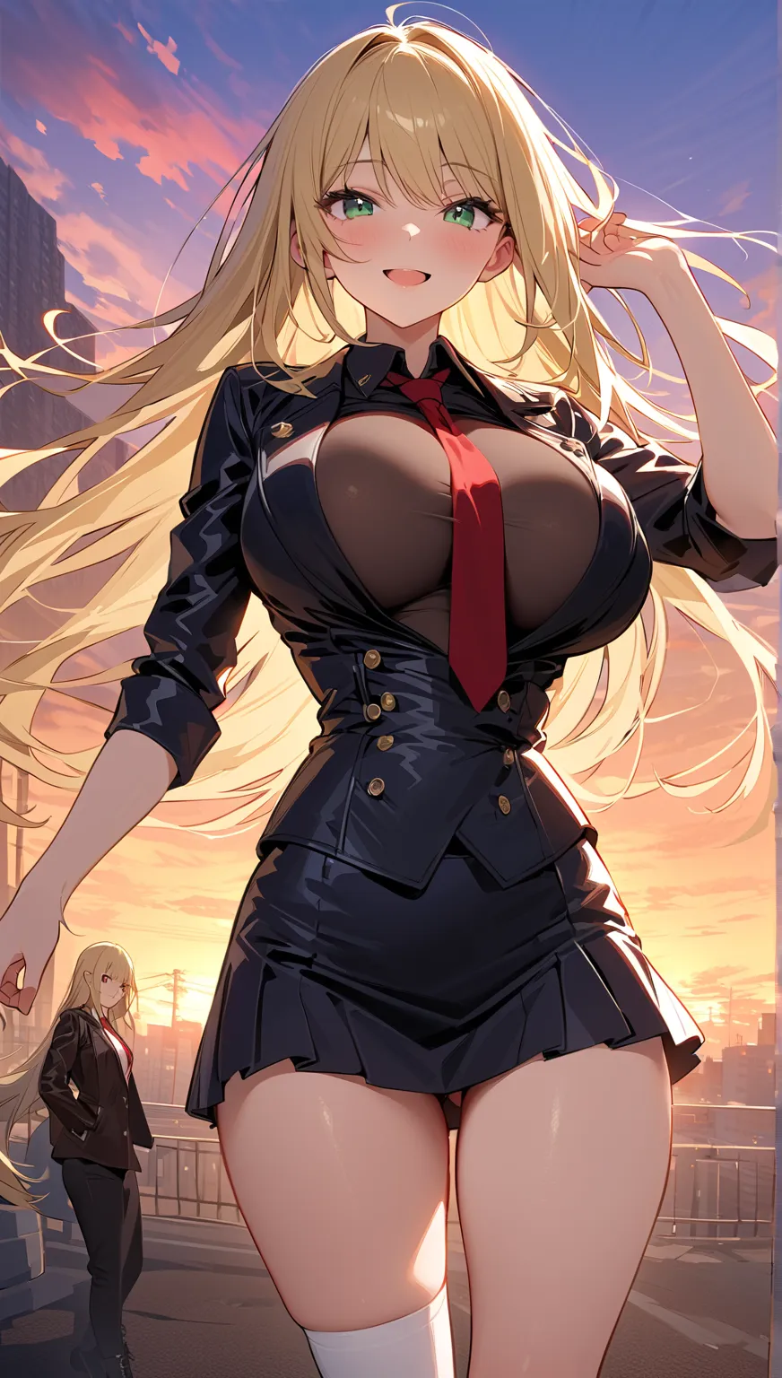 (masterpiece, top quality:1.5), (nsfw:1.2),   handsome face  , reliable leader      , chairman, kind expression, beautiful girl:1.2, alone:1.3, (  blond hair:1.2), (long hair:1.2),        straight hair       , ( :1.2),  long hair, Big Breasts, thick butt, ...