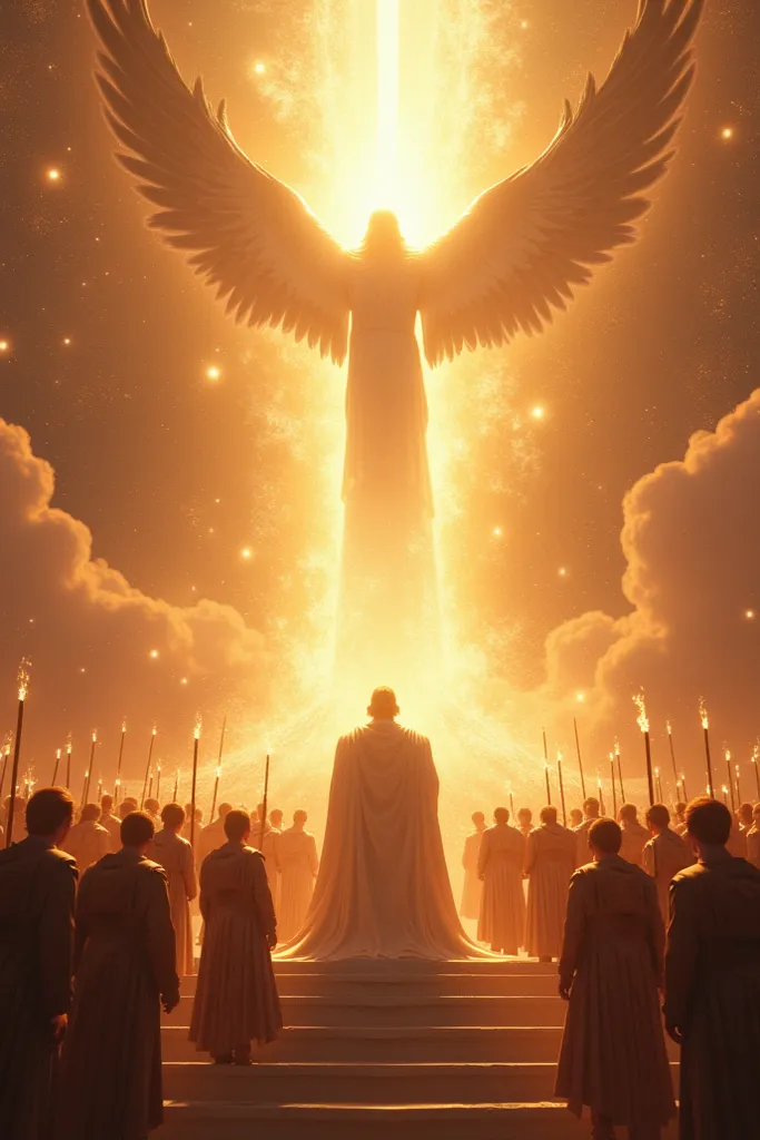 4. God proclaims judgment against Lucifer

"An imposing image of the Throne of God, radiating pure and majestic light. from above, a divine radiance emanates with indescribable power, while the Creator's voice resounds in the universe.  loyal angels , led ...