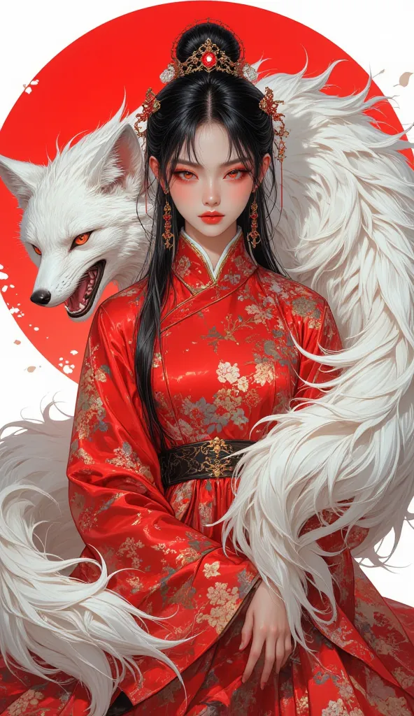 (masterpiece),(Highest quality),(Super detailed),(Ultra-high resolution),(Best illustrations),8k,
Oriental style, Soft realism and surreal details, chinese mythical,
Portrait of a beautiful chinese woman, in style of princess Su Daji, chinese red dress, he...