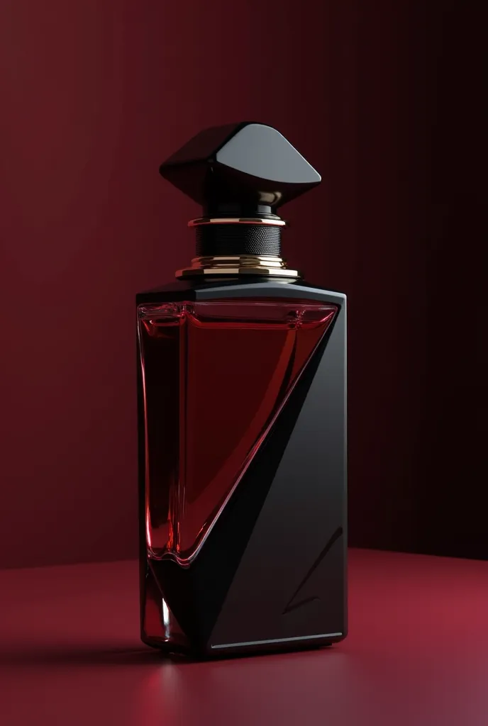 Create a modern perfume bottle representing an arrogante girl who loves luxury  era use burgundy black color