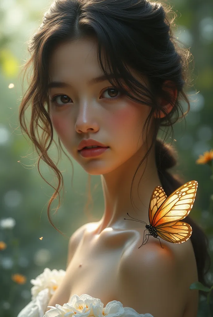 beautiful girl with butterfly