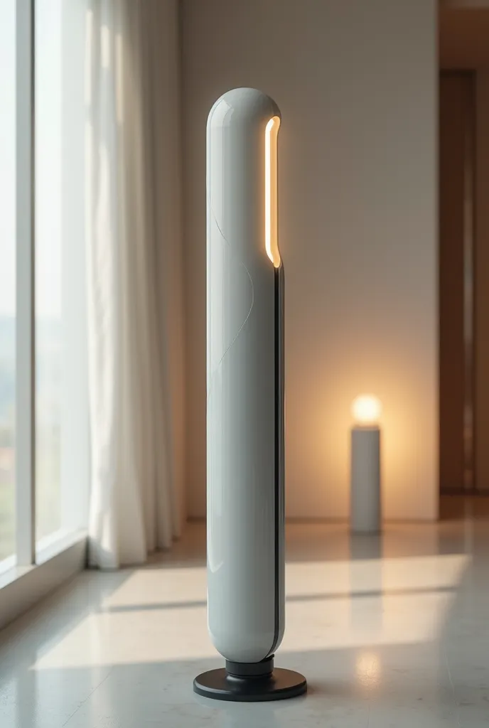 robot shaped like a pole and with a motion sensor that turns on an LED when activated